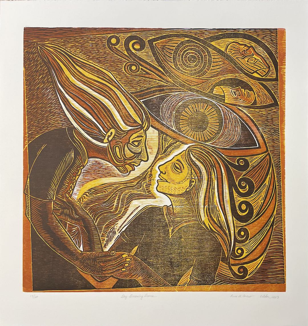 Day Dreaming Dance, 2023 
Reduction Woodcut 28x26
