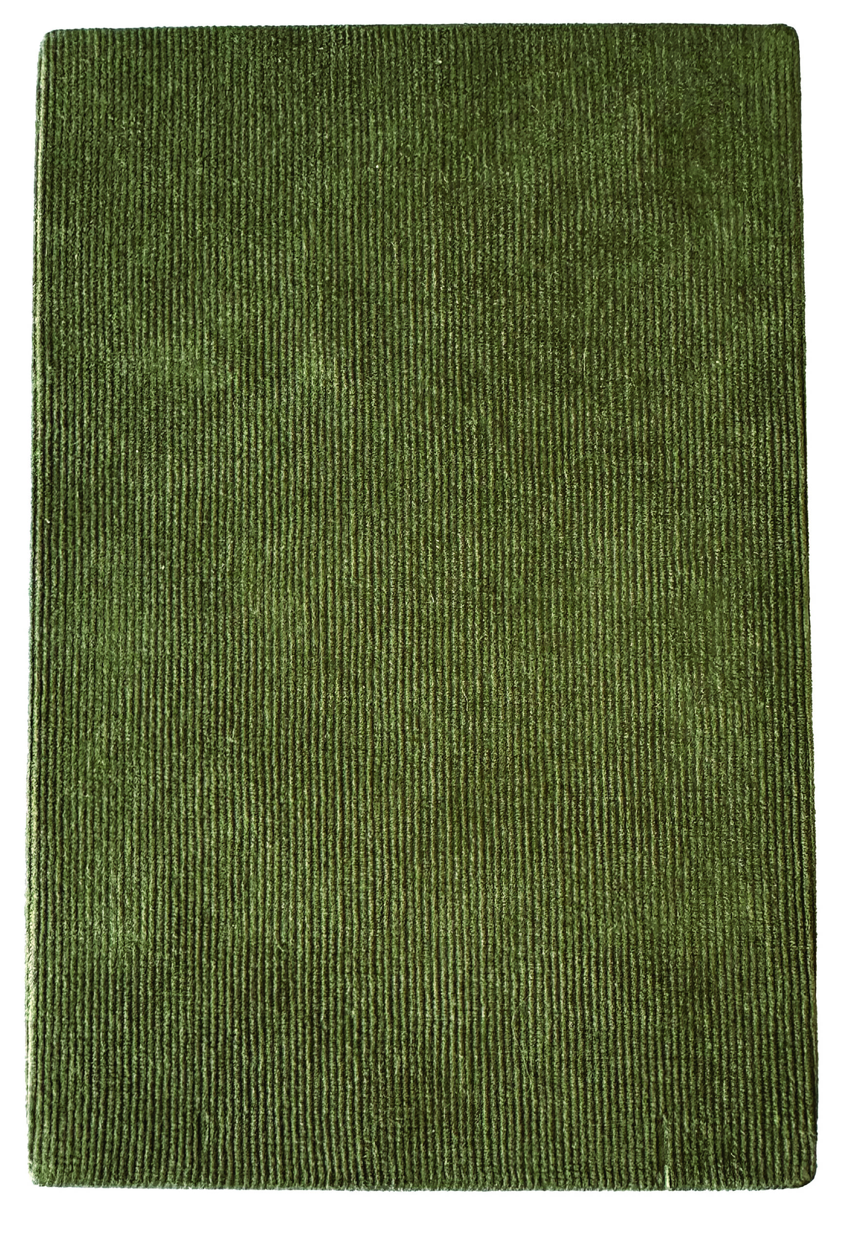 The green corduroy cover of a rectangular book.