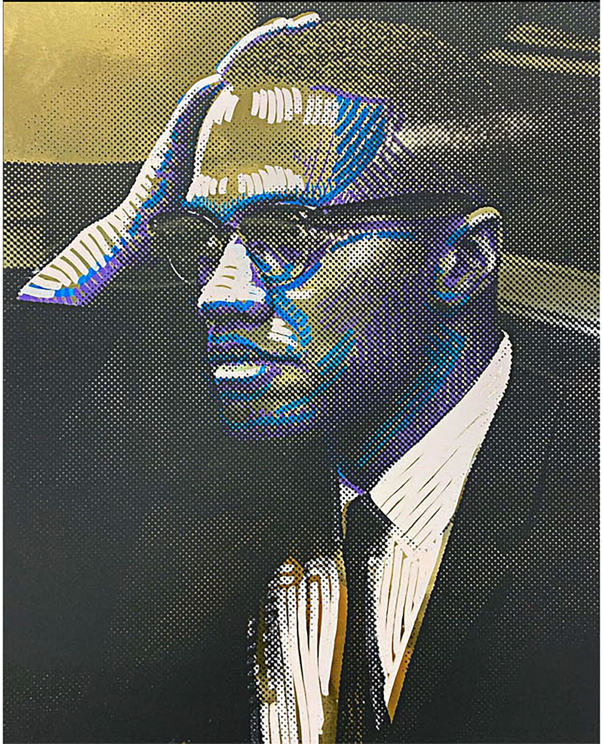 Image of Malcolm X done using screenprinting techniques.