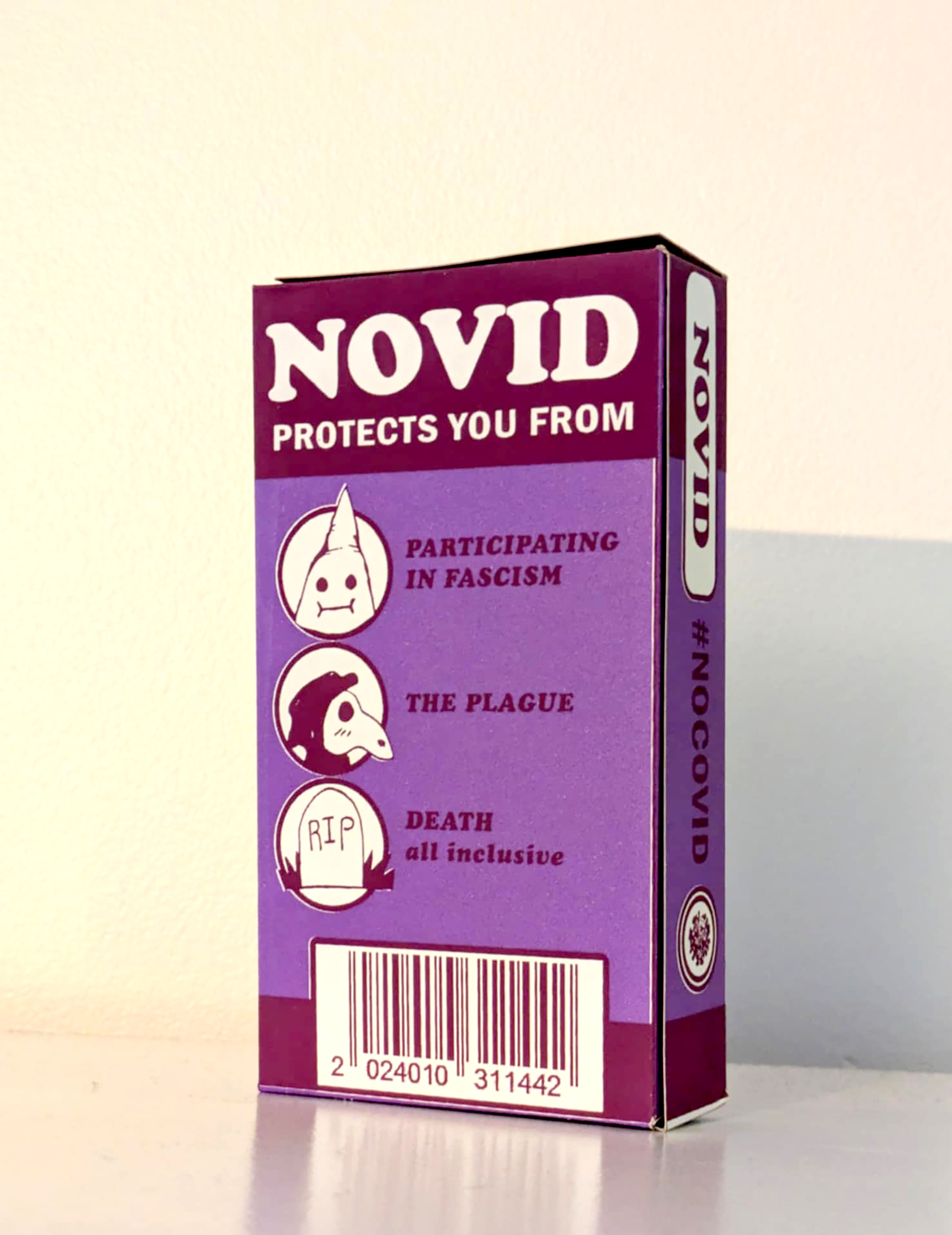 Detail of "Novid" prophylactics promoting truly safe sex during the pandemic.