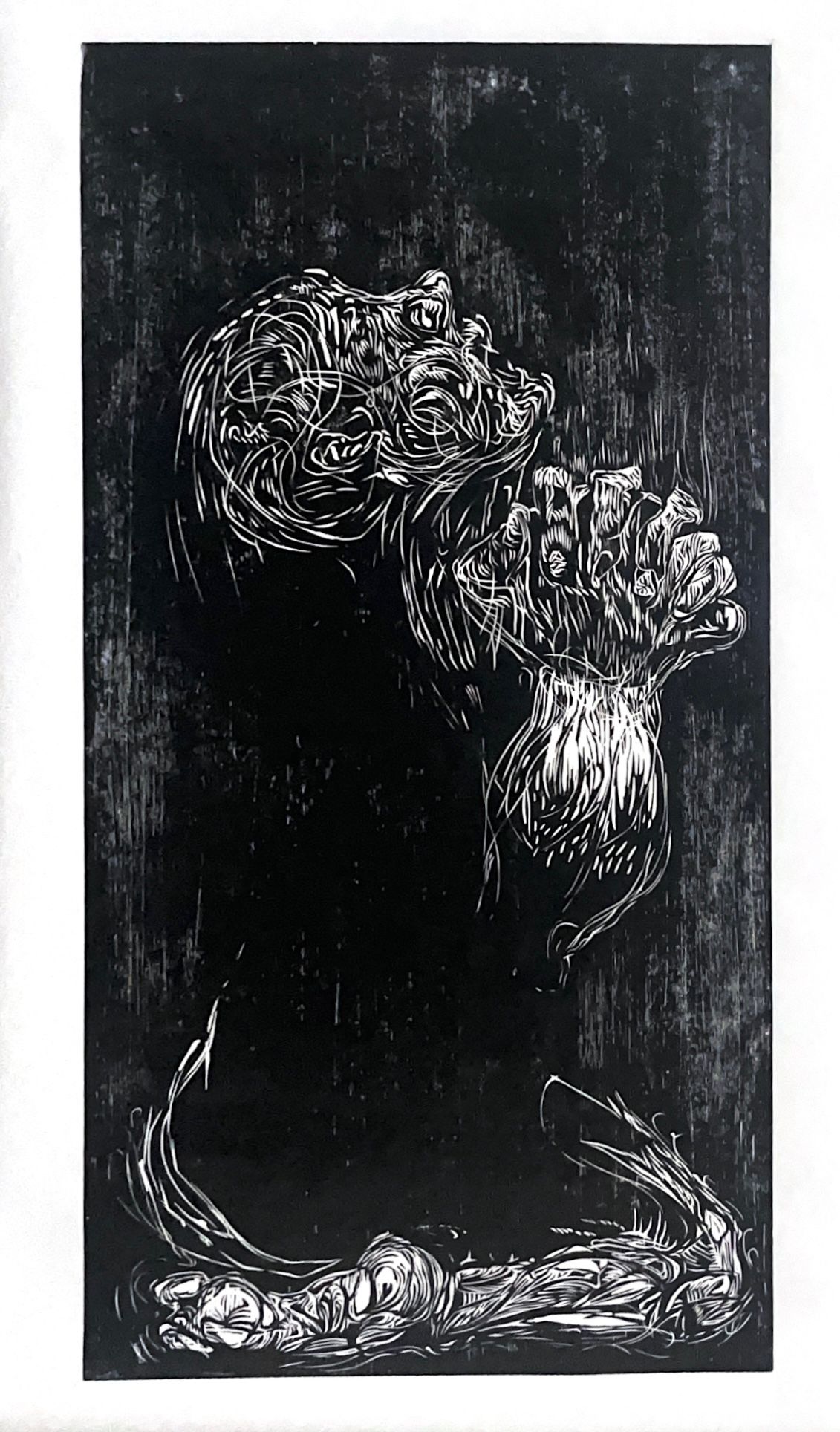 romansoto_sebastian_3 A woodcut of a kneeling figure as if praying or pleading