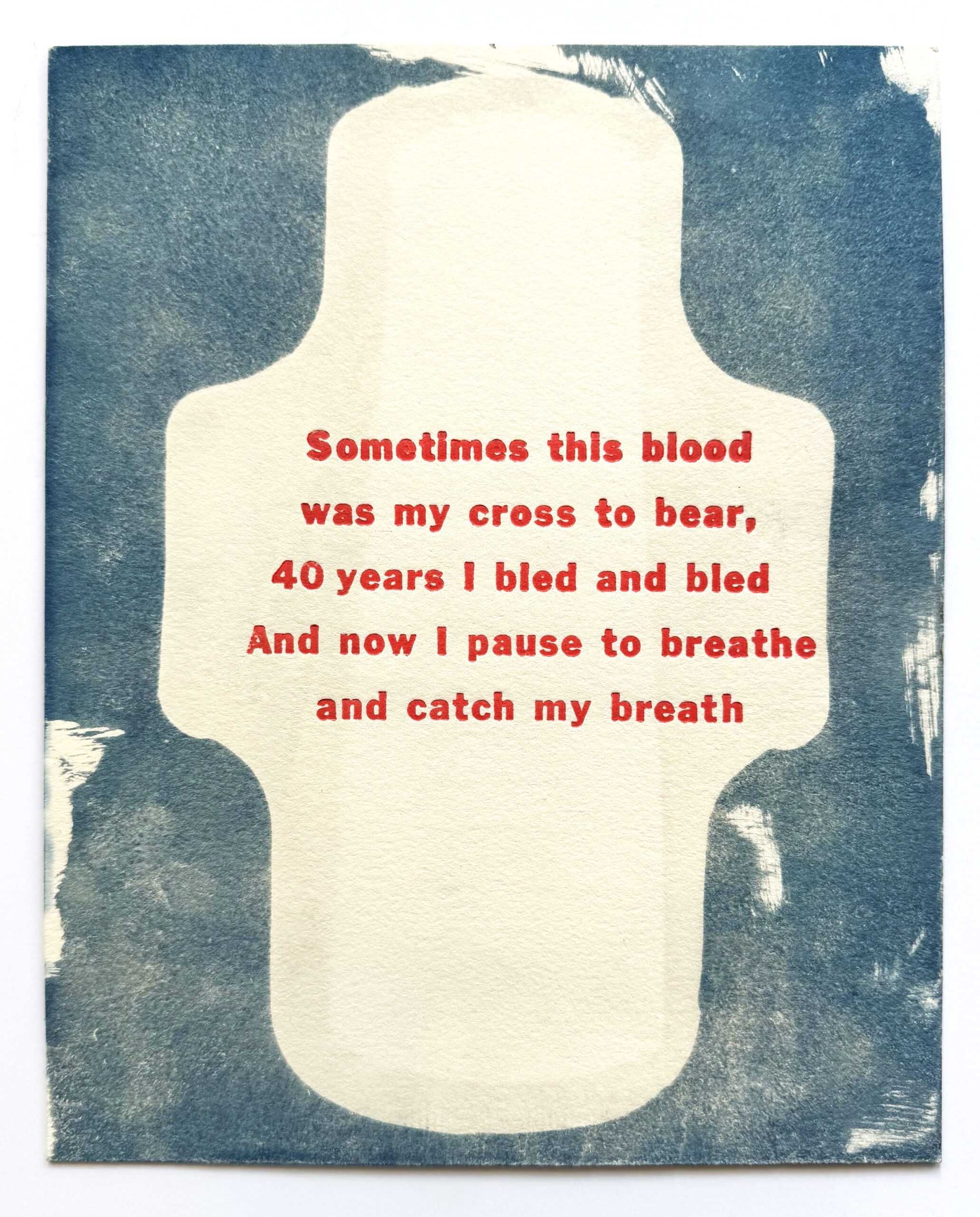 This print captures the invisible yet mounting pressures of war through the use of folded latex balloons as a matrix. As the forms explode under compression, ink is pushed outward—leaving behind magnified traces that resemble impact craters, shrapnel, or bursts. The resulting image becomes a symbolic battlefield, where material rupture echoes psychological fracture. The folds, the pressure, and the stains collectively visualize the unseen force of trauma and its imprint on both body and memory.