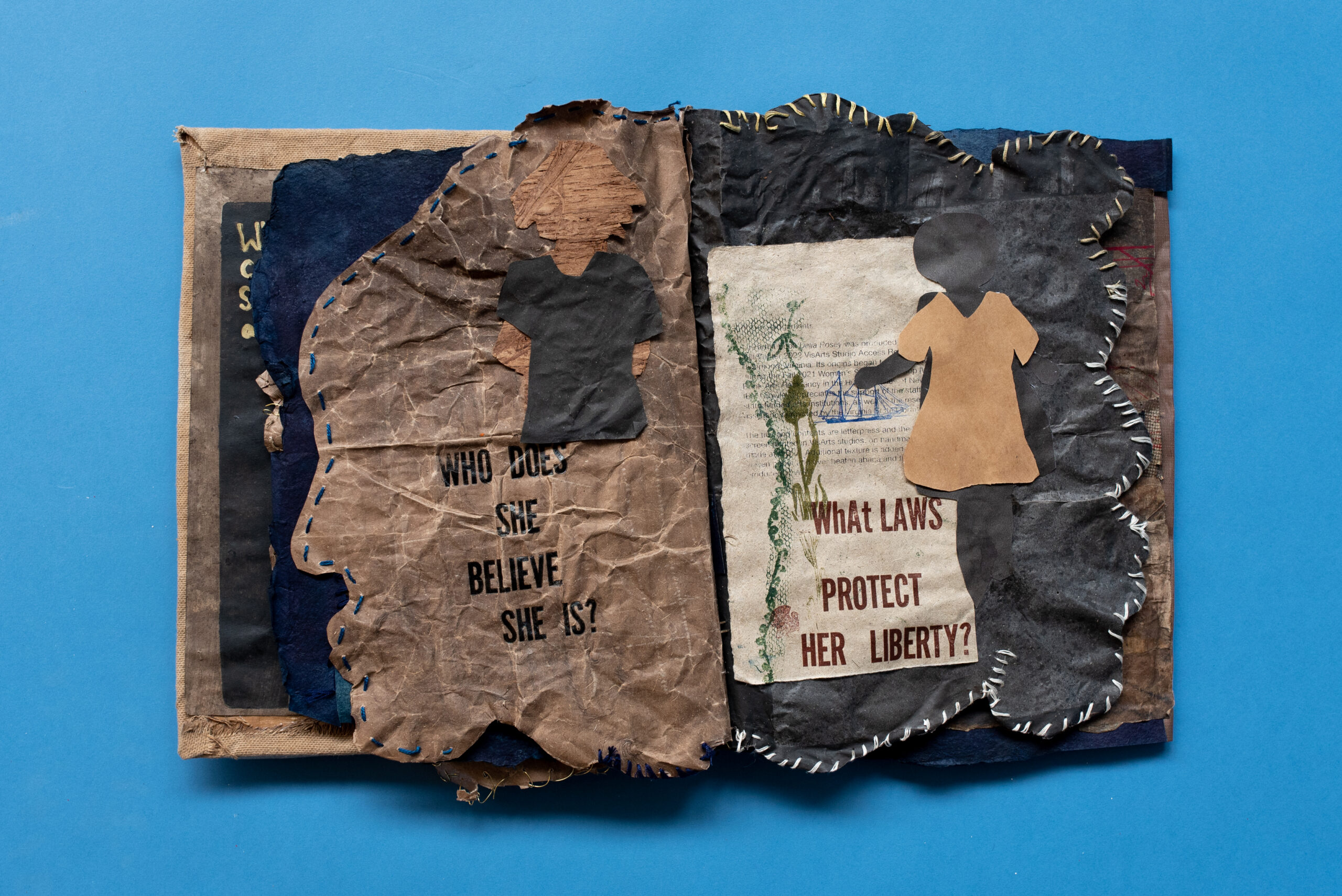 Grasping hands in copper browns extending from Taino artifacts reach for a decorative spiral perhaps alluding to the Taino symbol for water. Clouds and spirals in a cool palette are in the background.