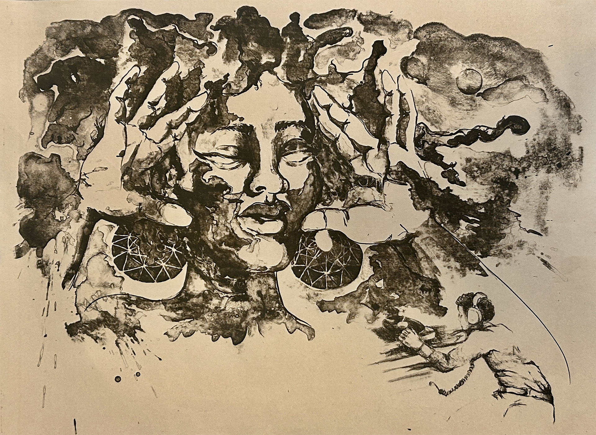 A quadriptych where each piece has its own plotter cut scribble atop a white sheet of BFK. Each shape is taken from previous work and scaled up. Each Mark is comprised of various shades of Fluorescent Pink, Fluorescent Blue, Purple and White.