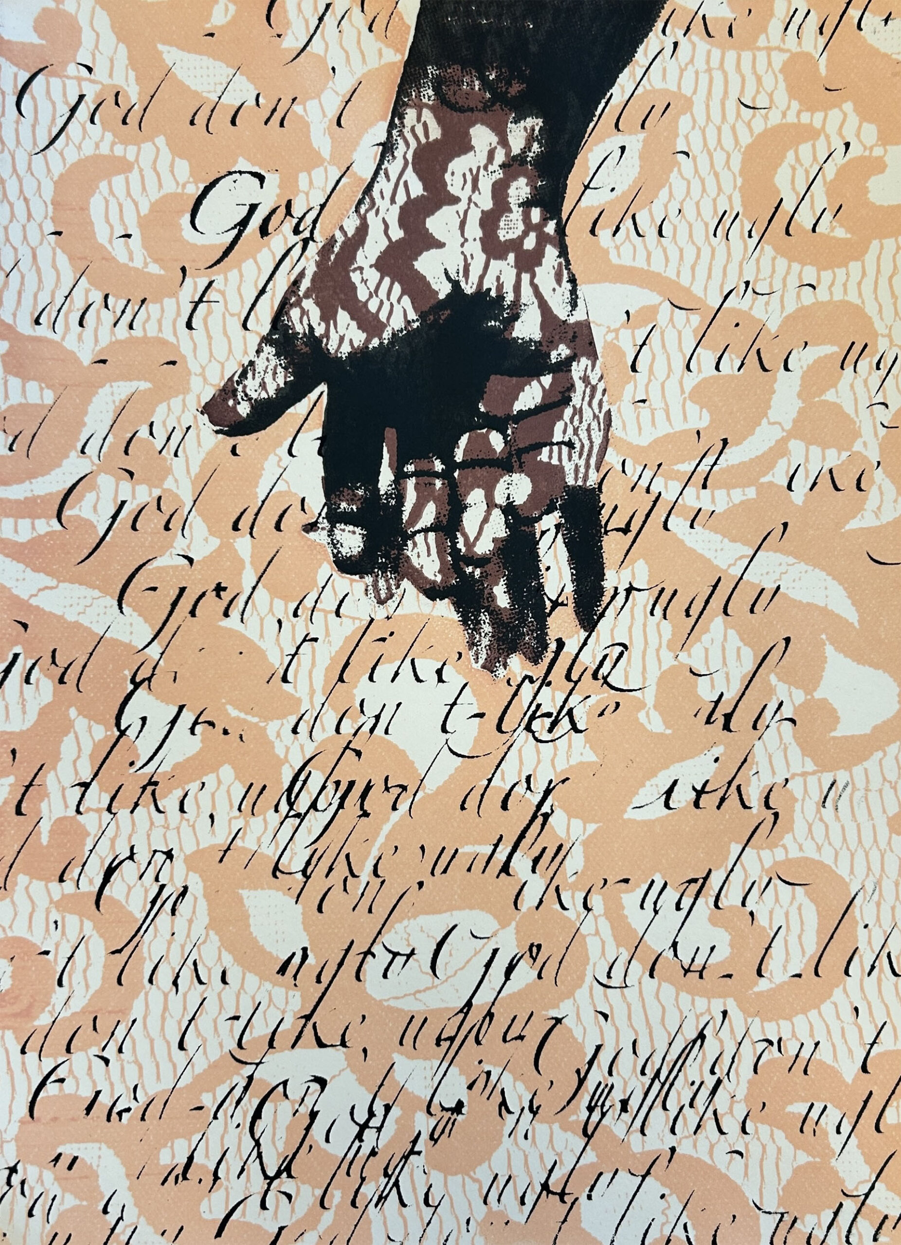 A plotter cut scribble covered with pink and a grid of green scribbles sits on a fluorescent pink background.